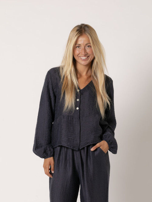 Terry shirt with 3 buttons  Blue colour
