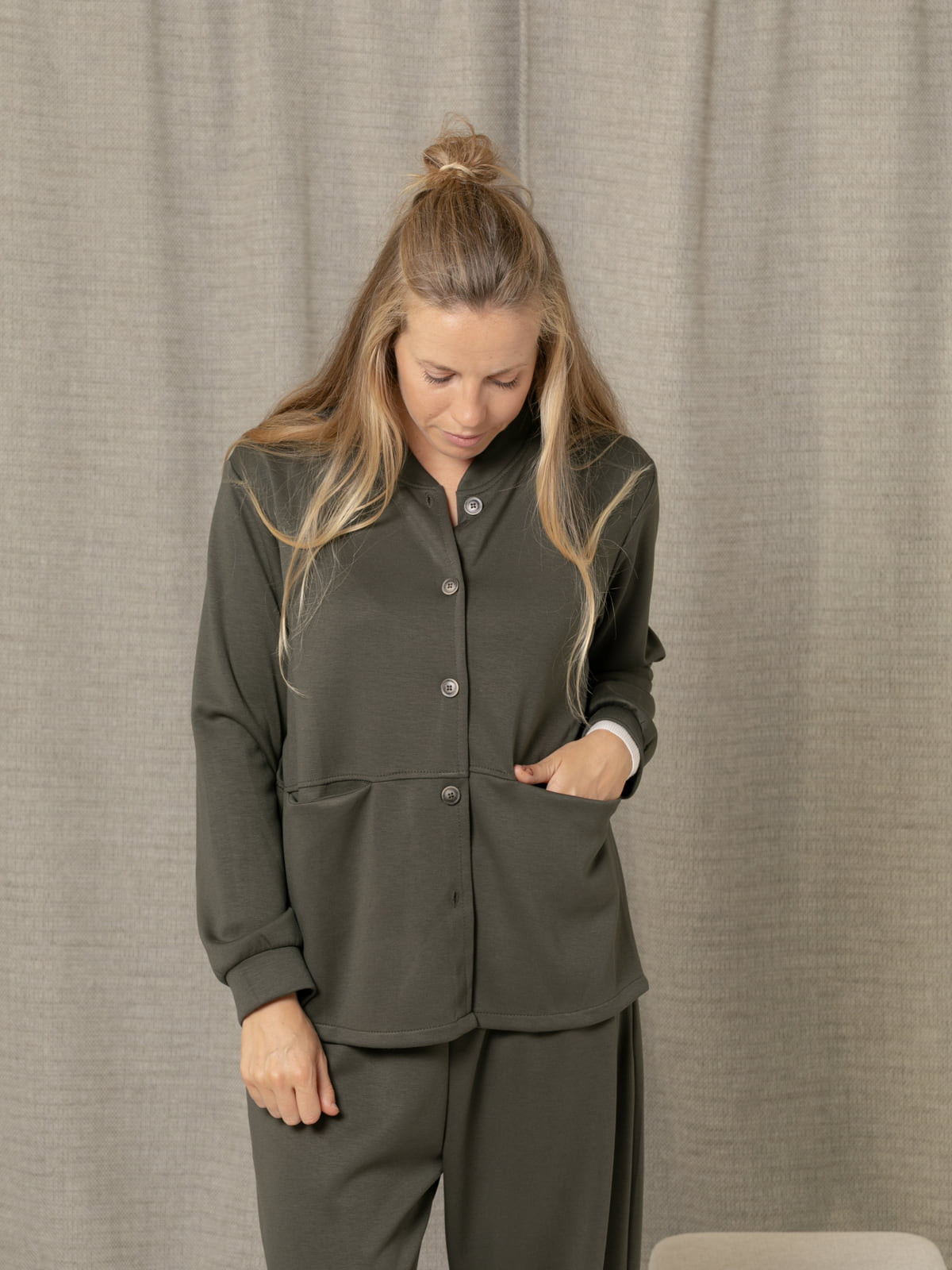 Chaqueta comfy sport bolsillos color Verde