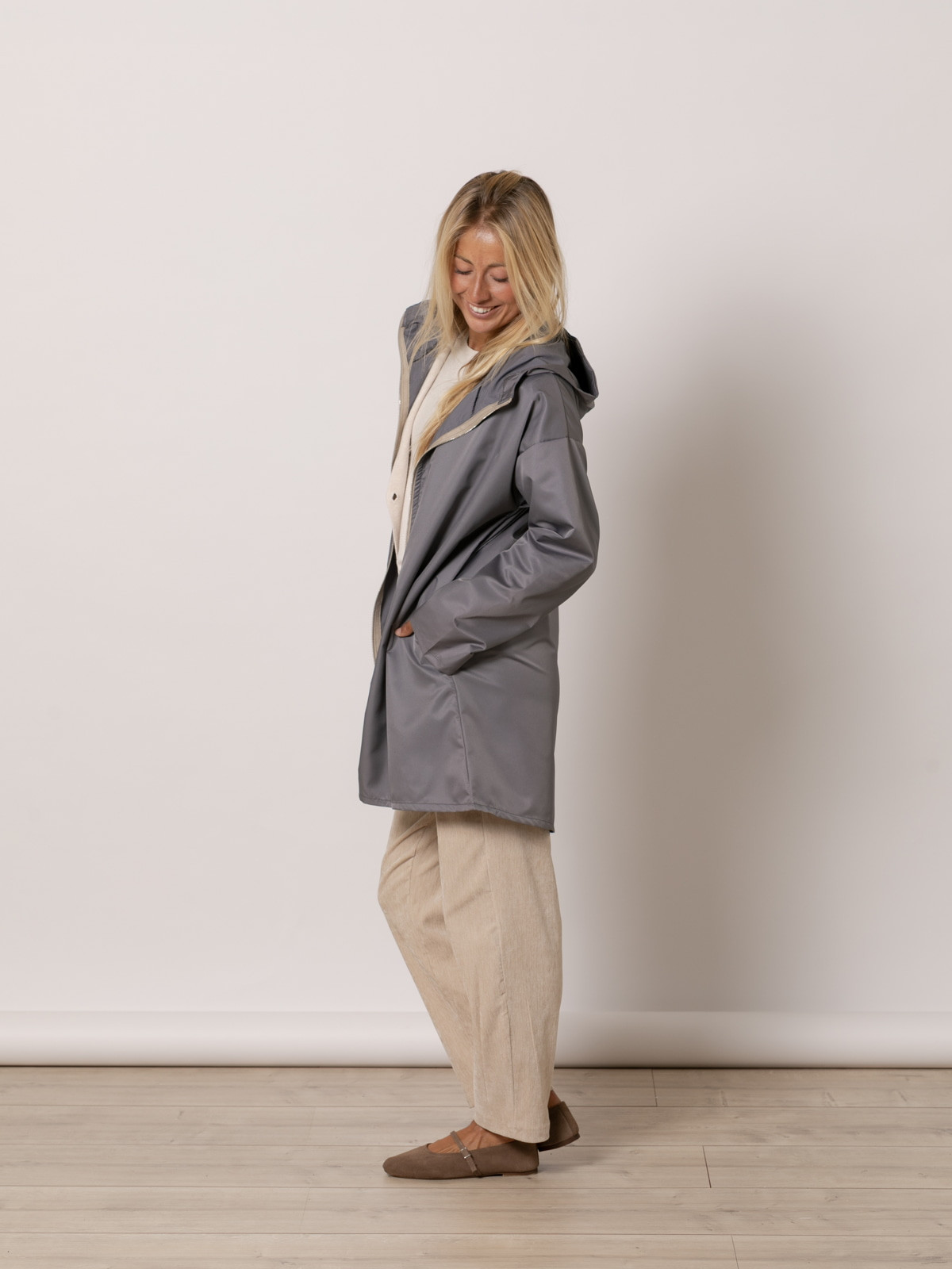 Gabardina cremallera color Gris
