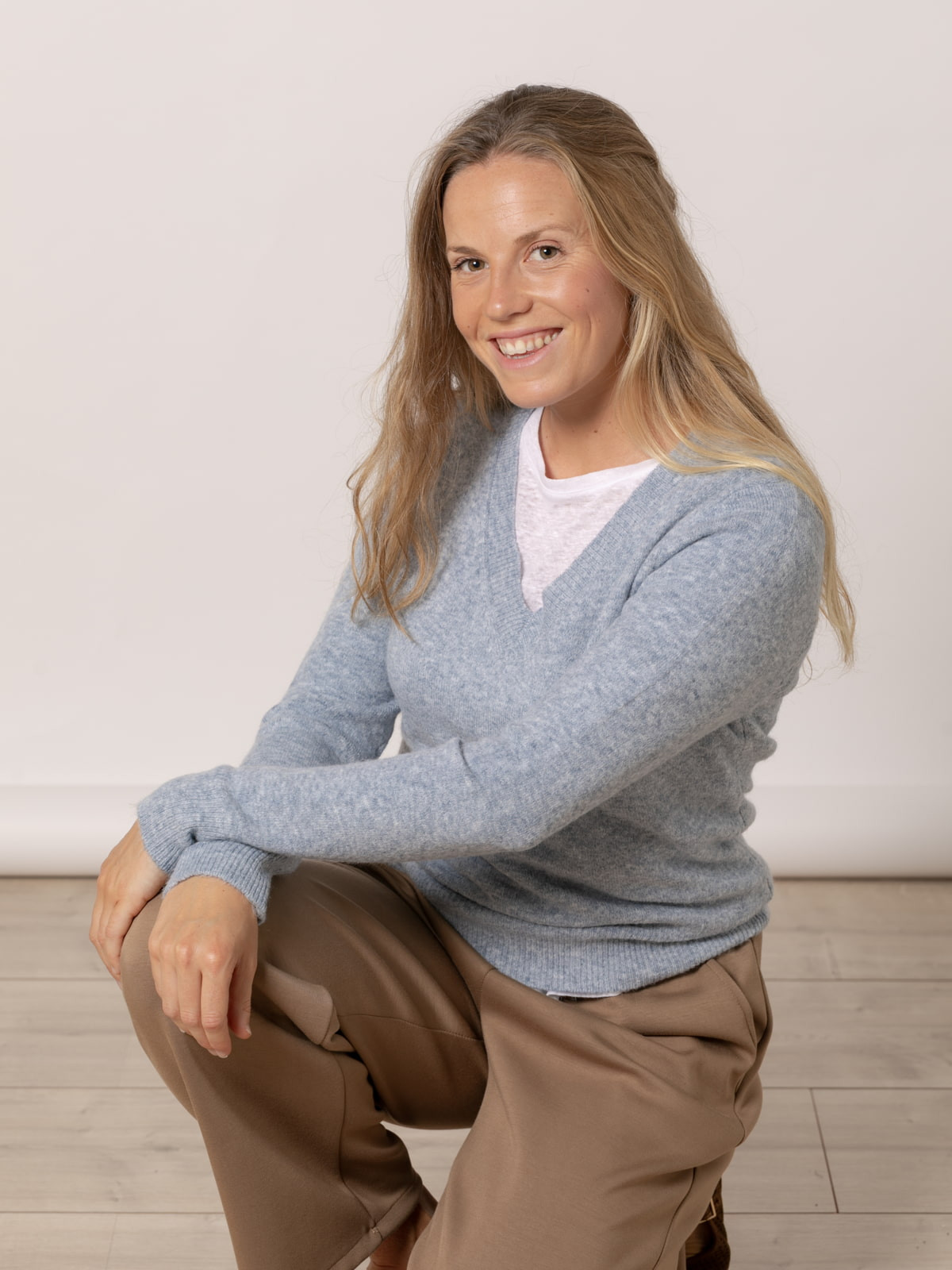 Cashmere-like V-neck sweater  Blue colour