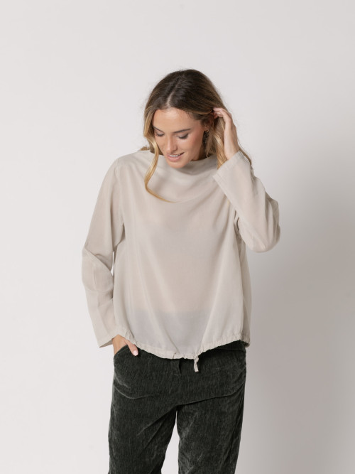 Camisa cotton voile bajo ajustable color Beige