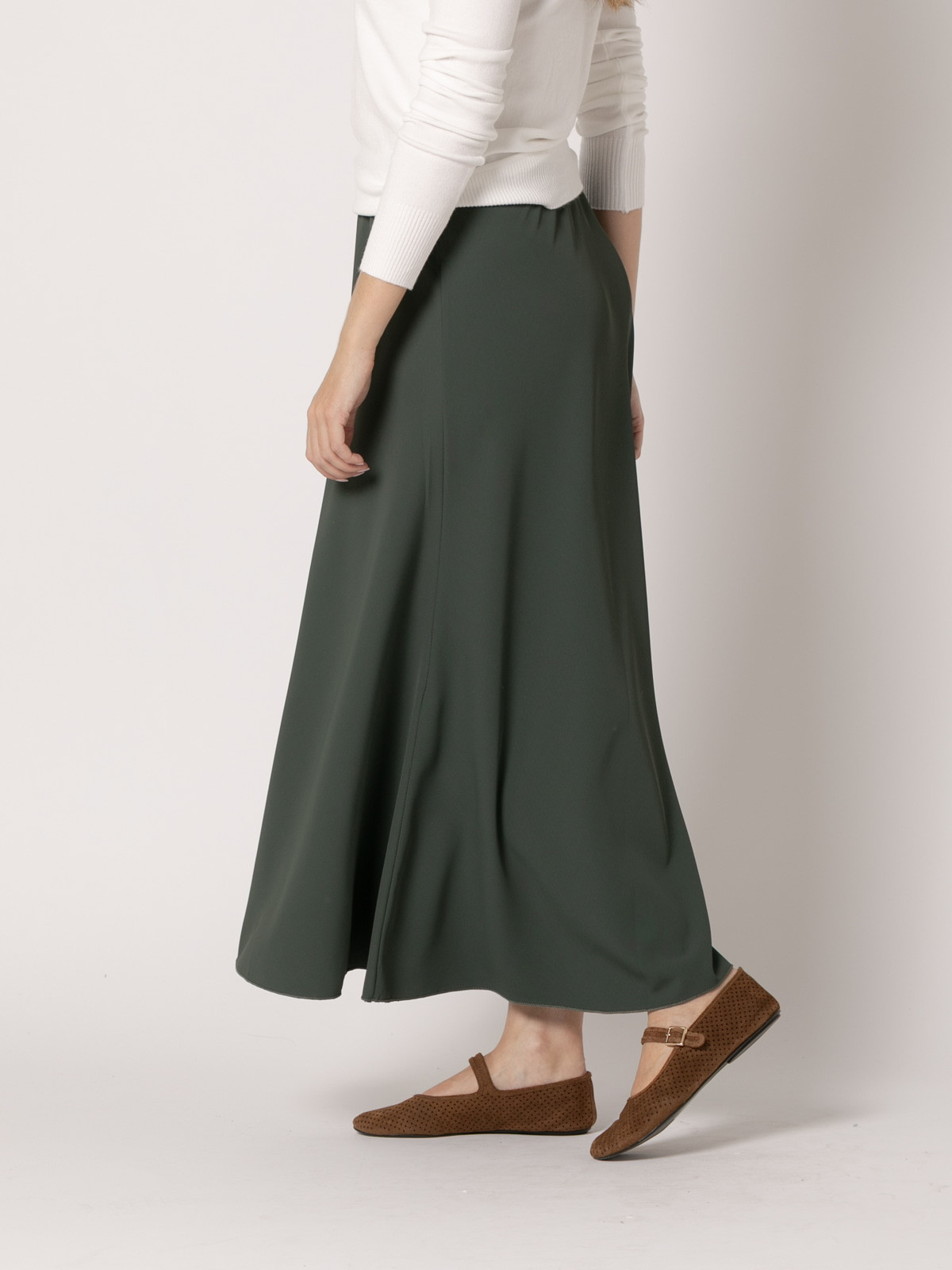 Long flared skirt  Green colour