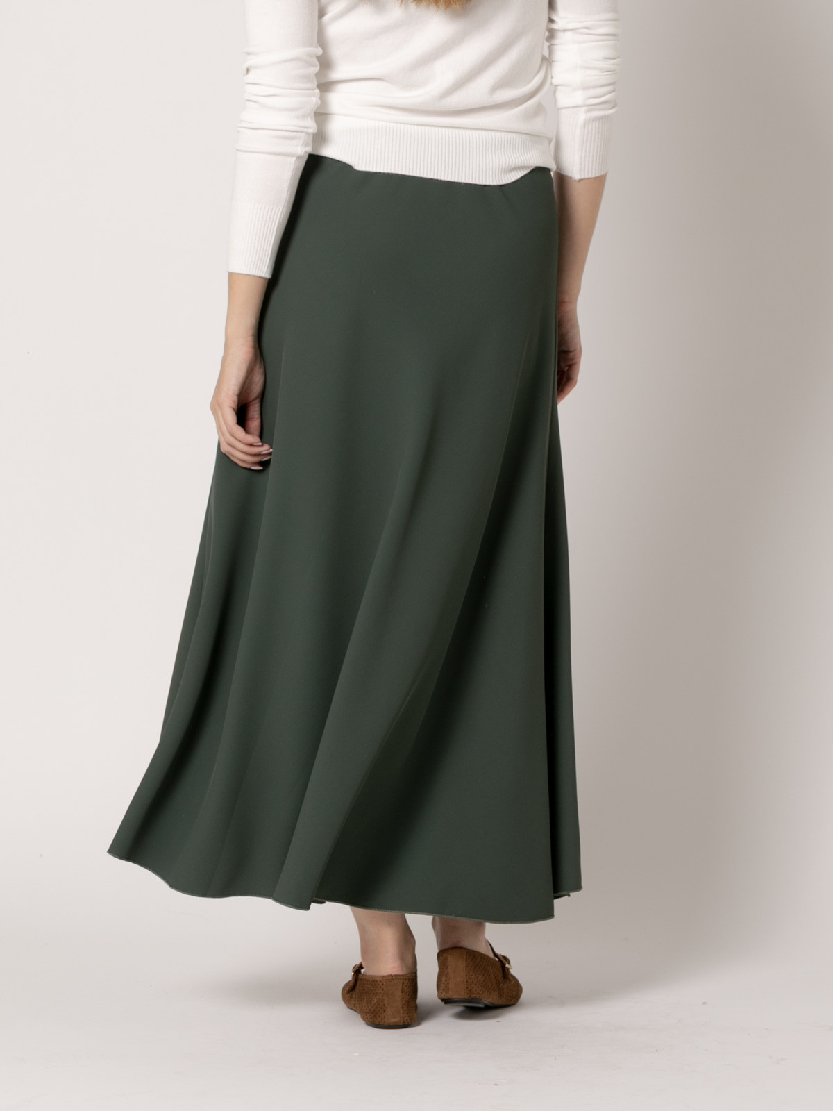 Long flared skirt  Green colour