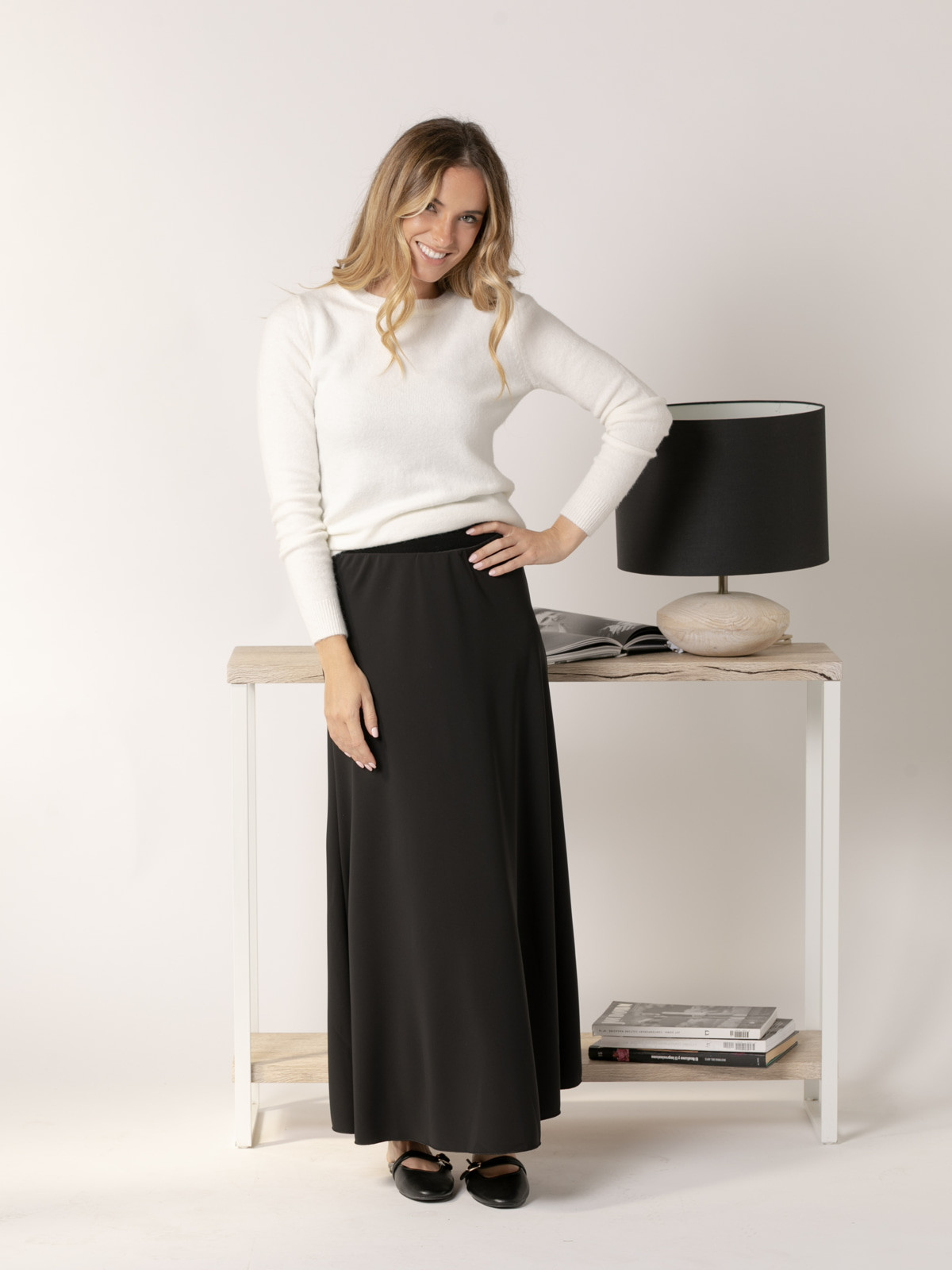 Long flared skirt  Black colour