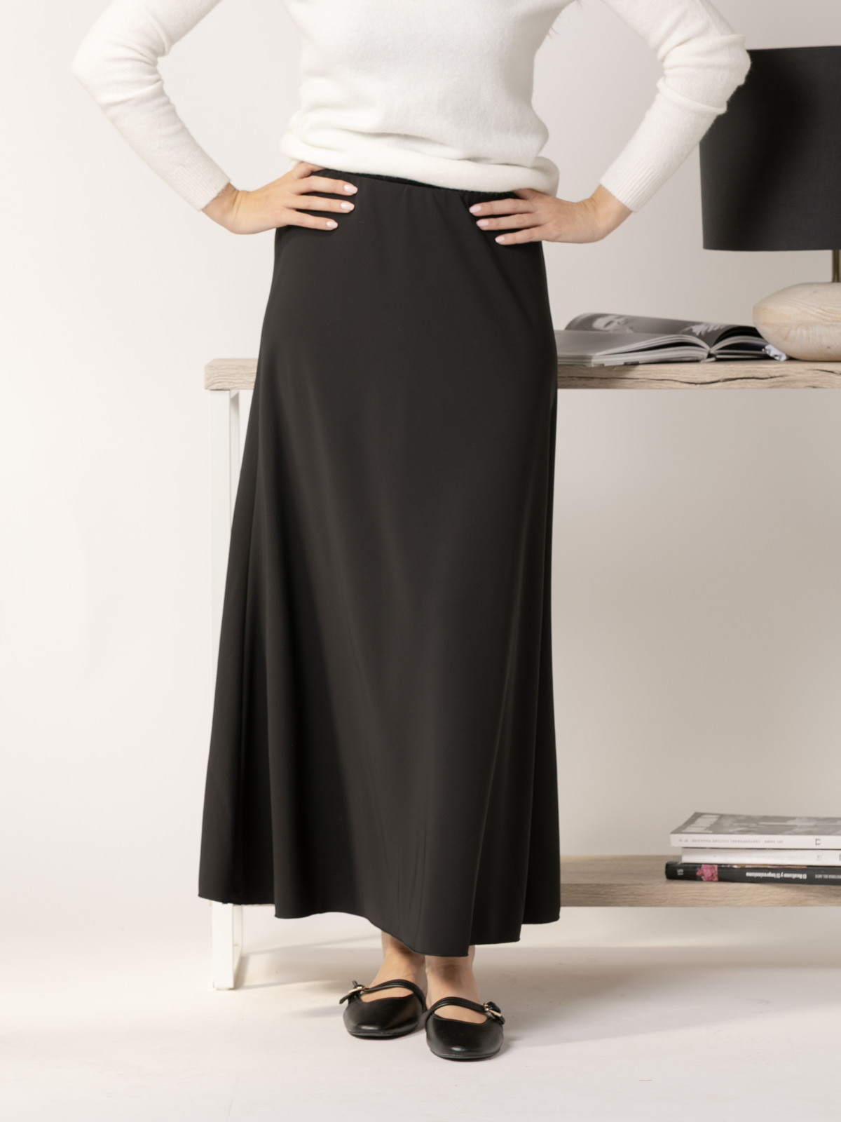 Long flared skirt  Black colour