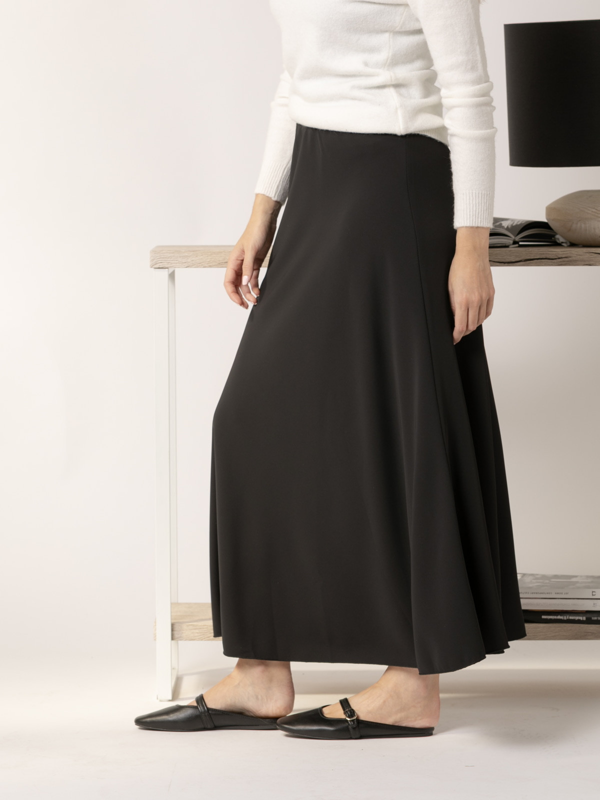 Long flared skirt  Black colour