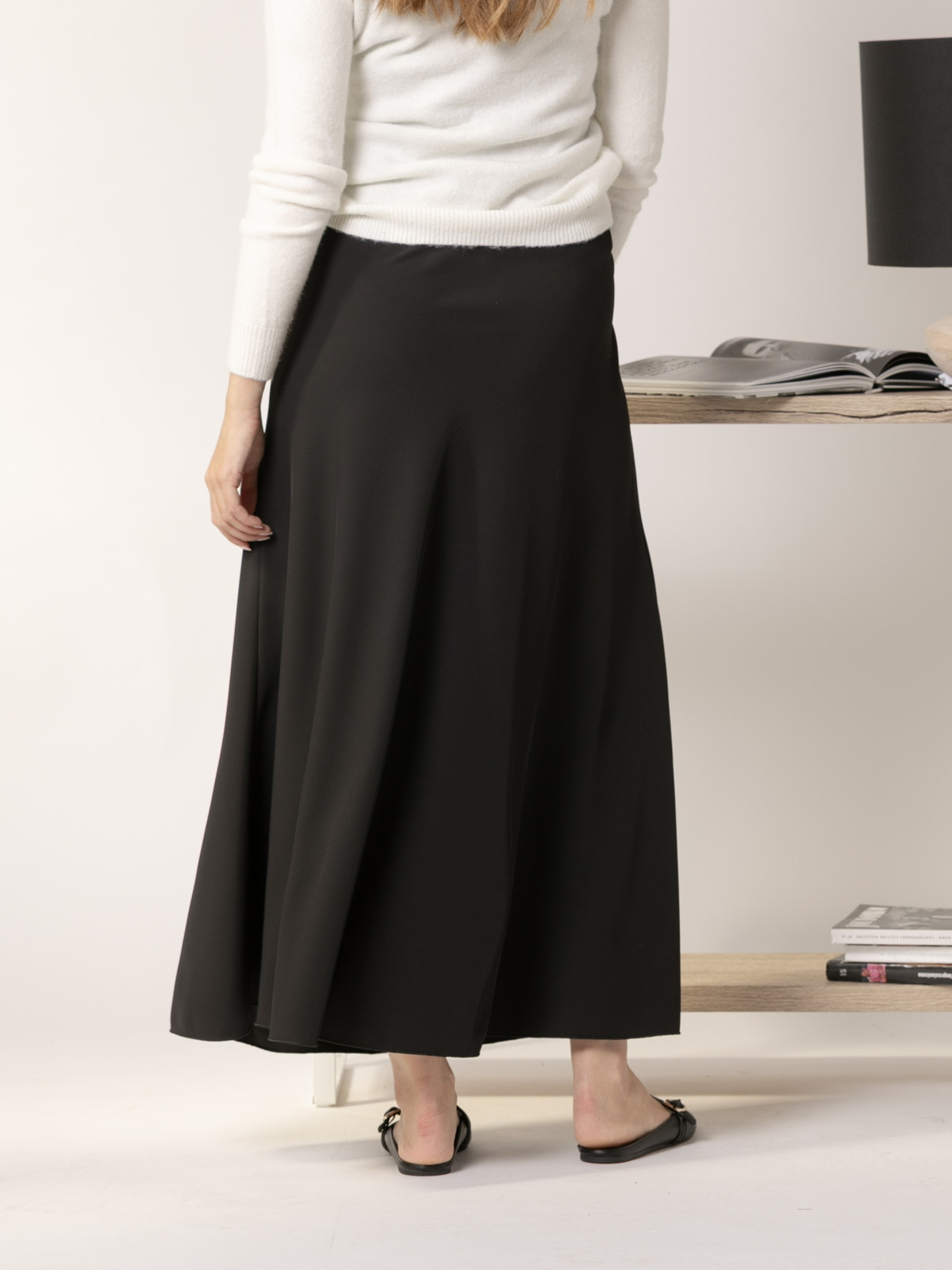 Long flared skirt  Black colour