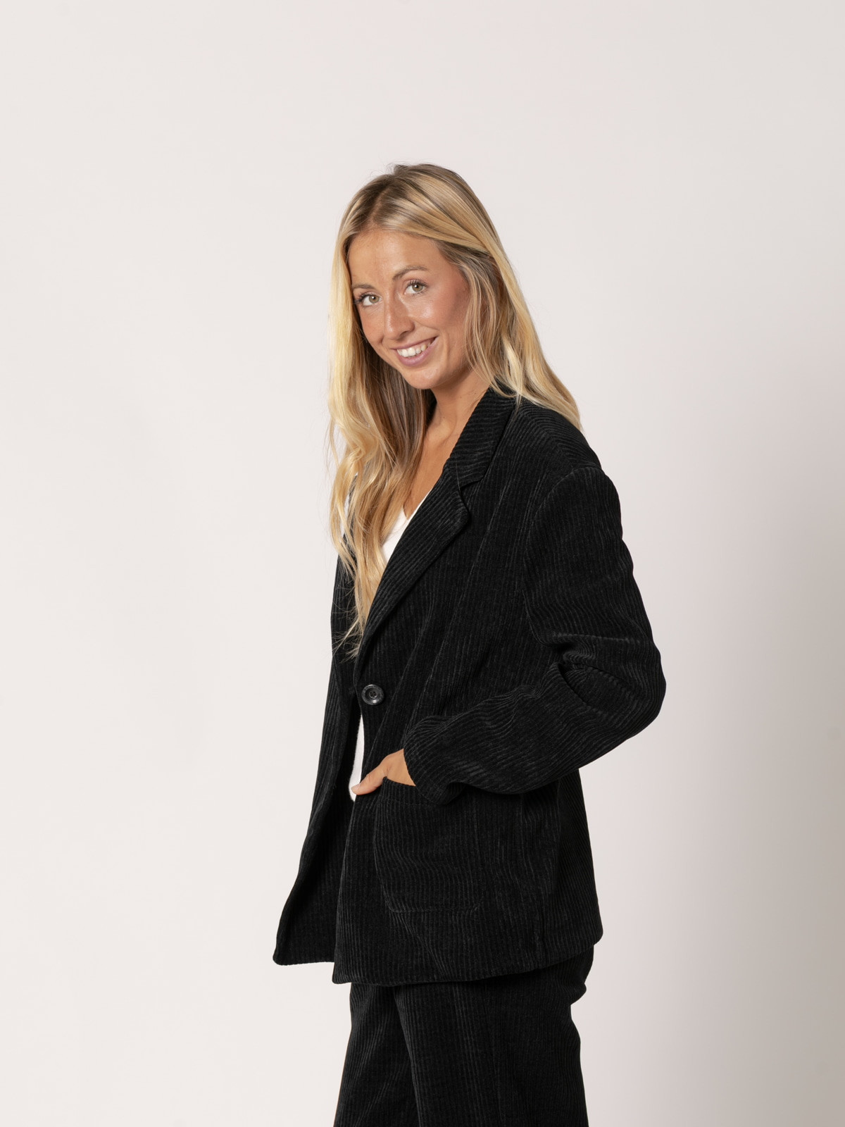 Oversized stretch corduroy blazer  Black colour