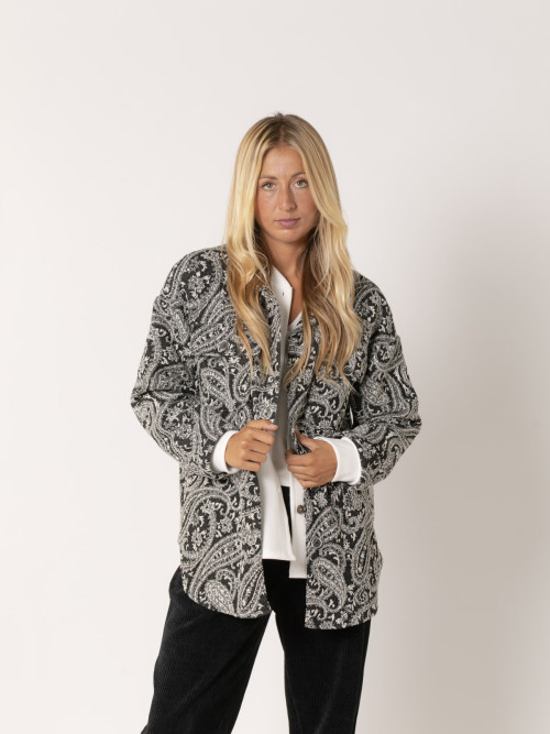 Chaqueta camisera comfy cachemira color Negro