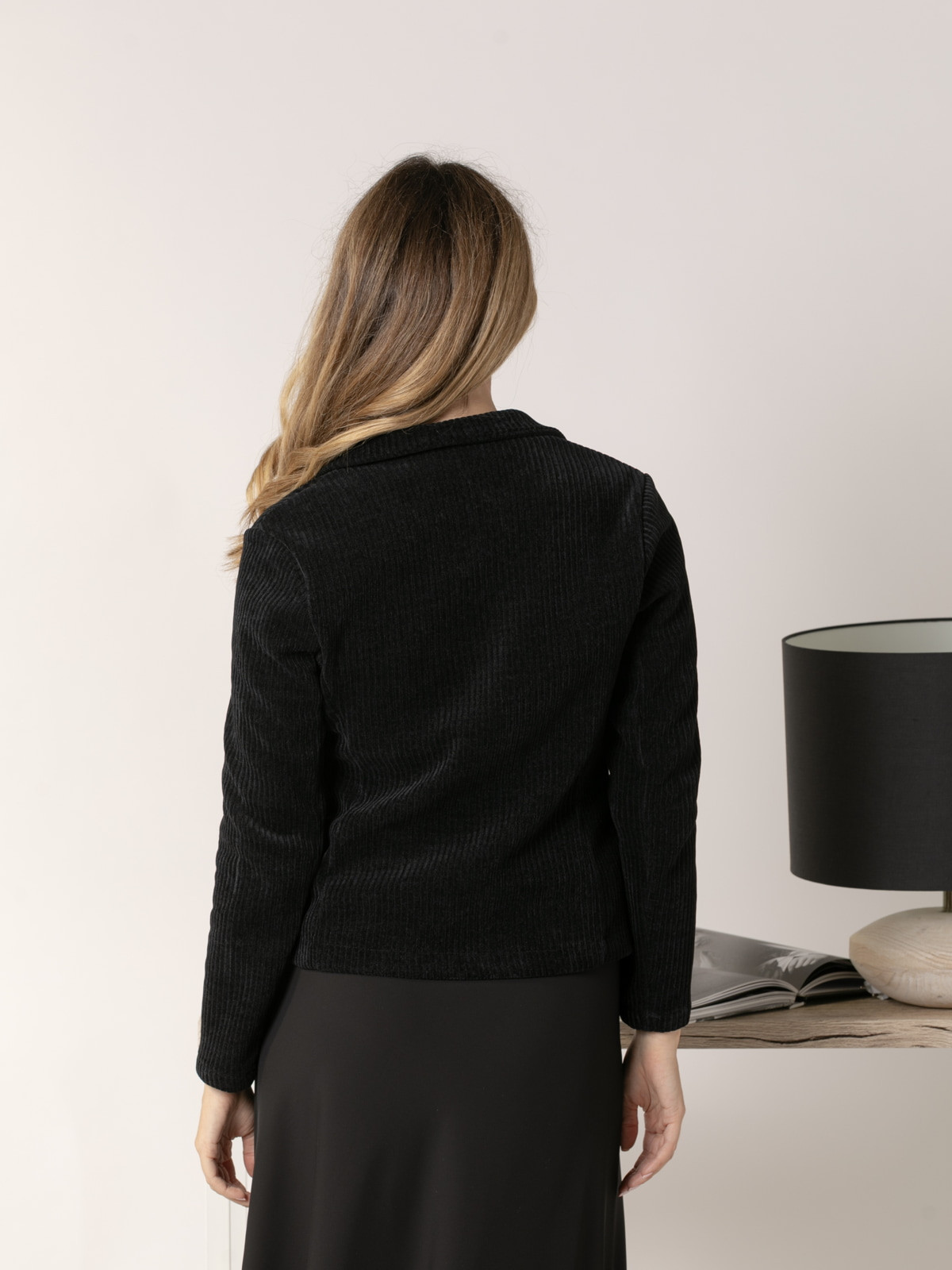 Short stretch corduroy blazer  Black colour