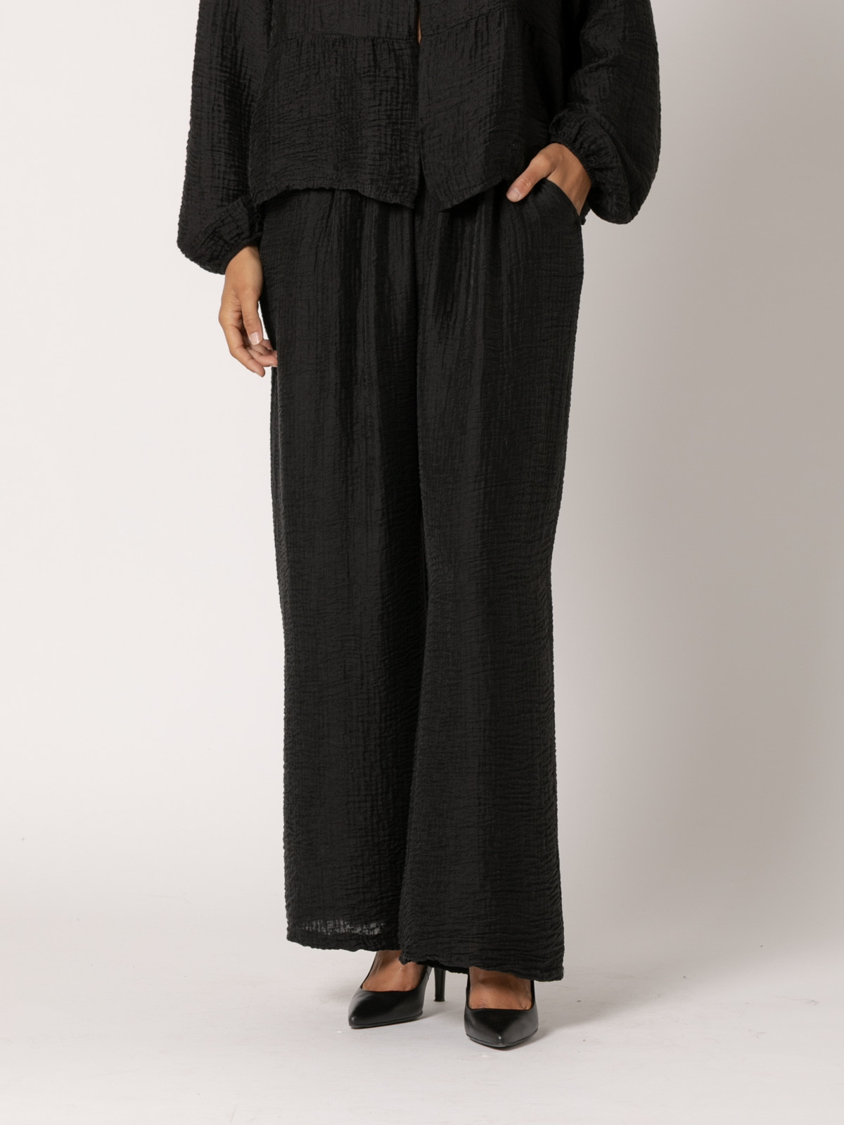 Pantalon rizo tencell brillo