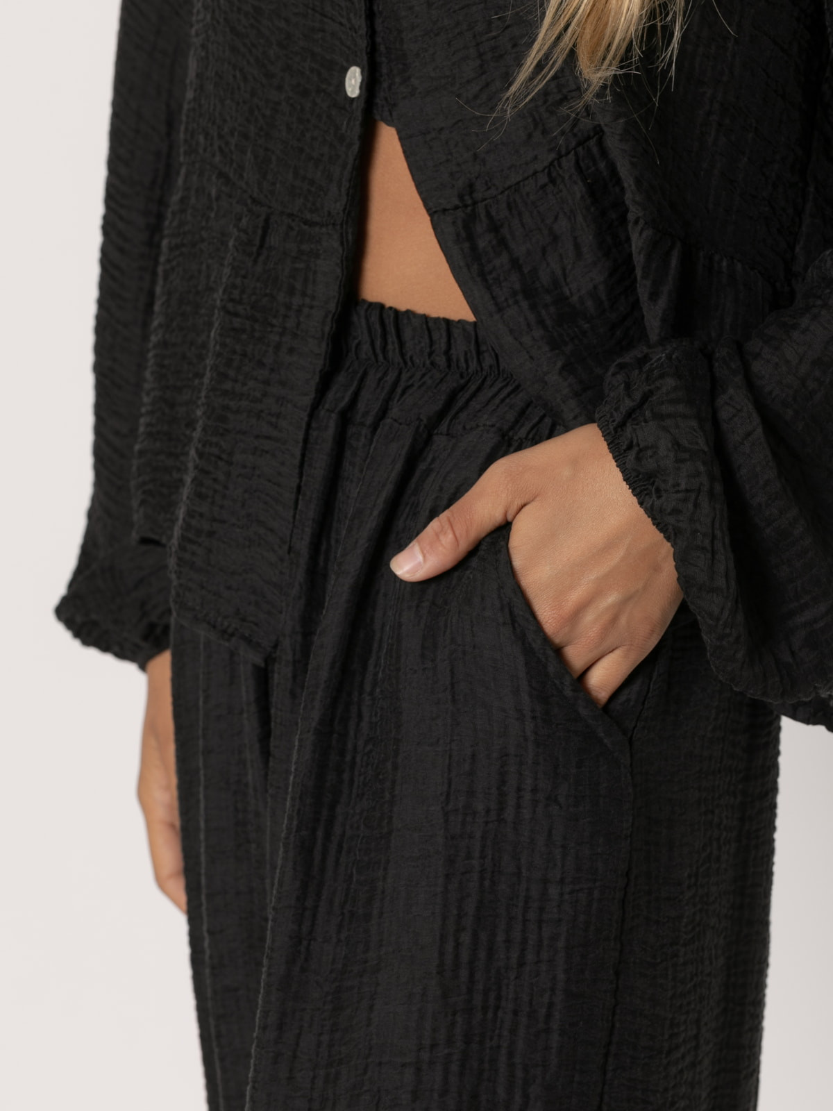 Pantalon rizo tencell brillo