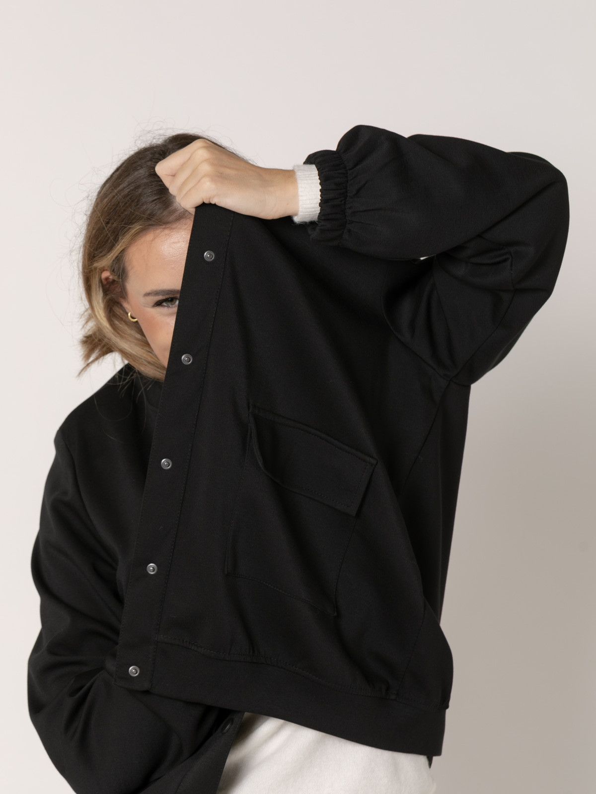 Soft bomber jacket with pockets  Black colour