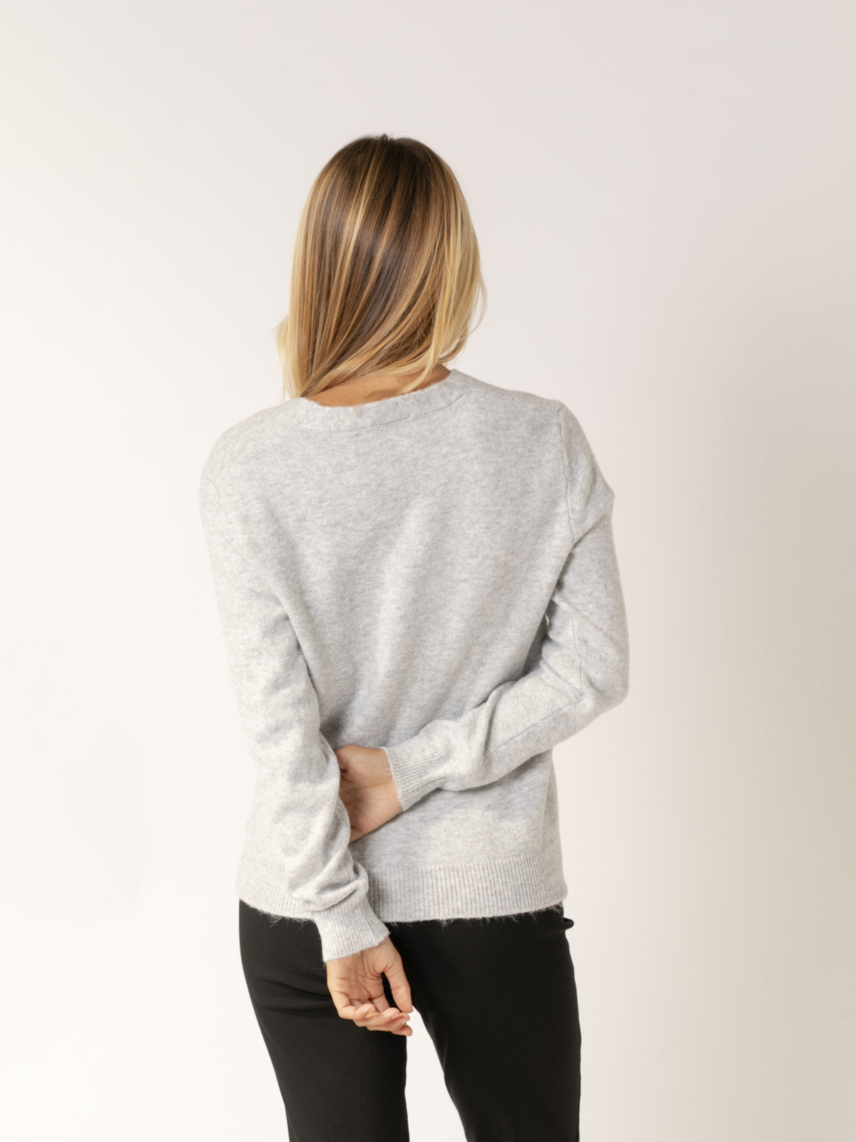 Chaqueta c/pico cachemire like color Gris Claro