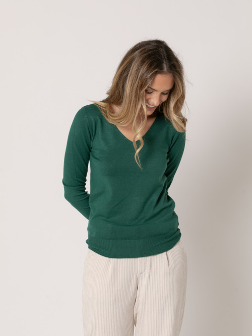 Jersey c/pico visco vegetal color Verde oscuro