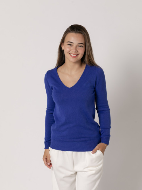 Jersey c/pico visco vegetal color azul klein
