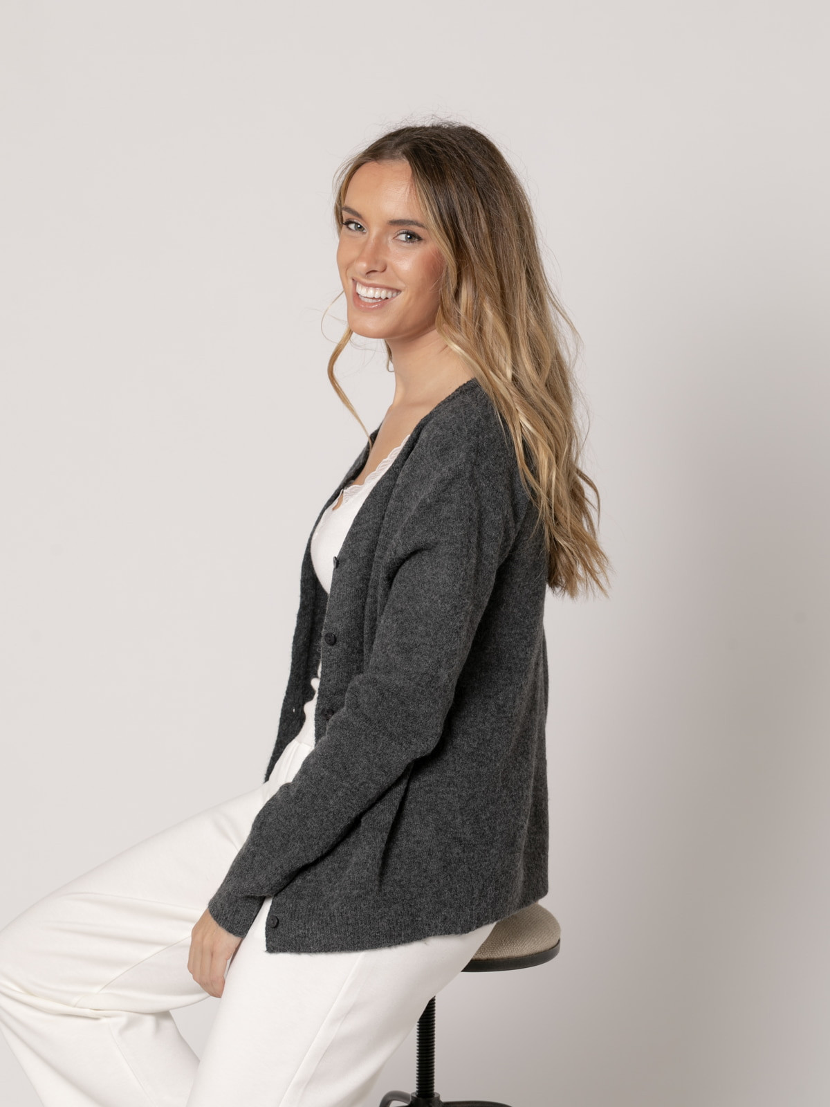 Chaqueta c/caja cachemire like color Gris Oscuro