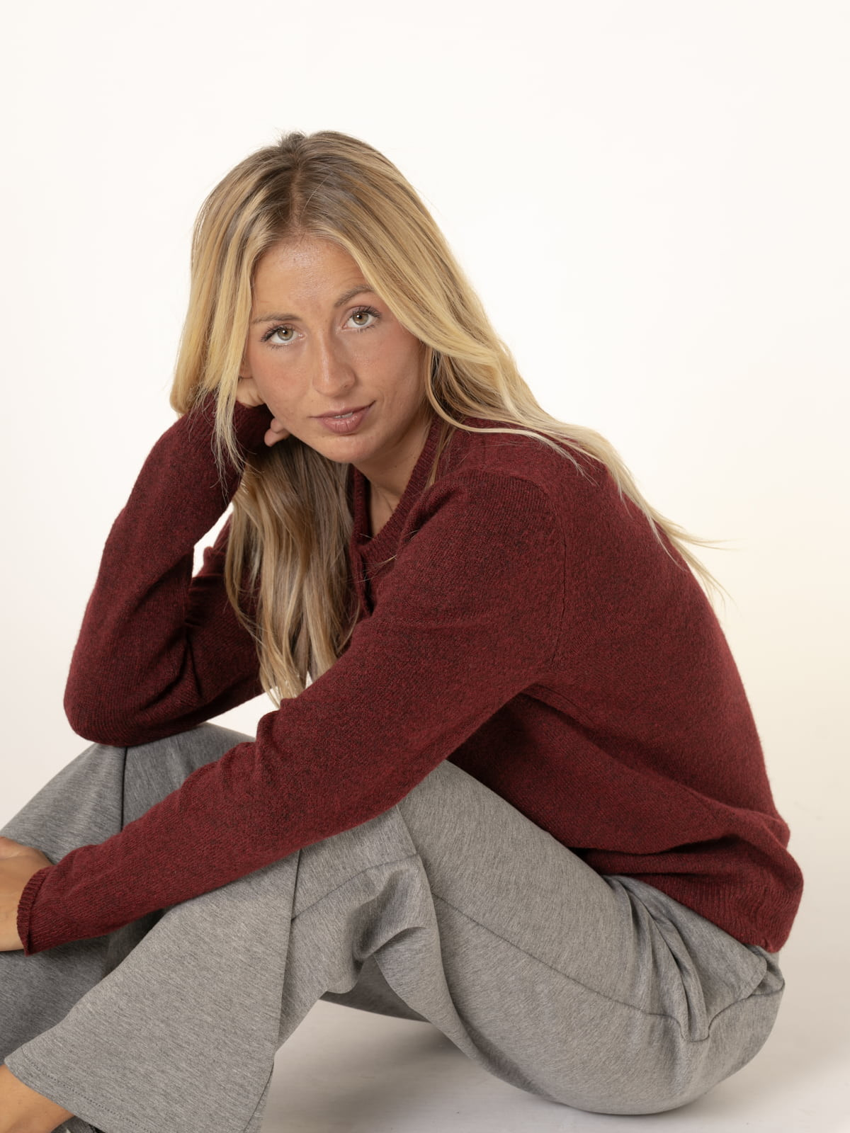 Cashmere-like jacket with box  Bordeaux colour