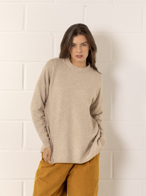 Jersey soft oversize c/subido color Beige