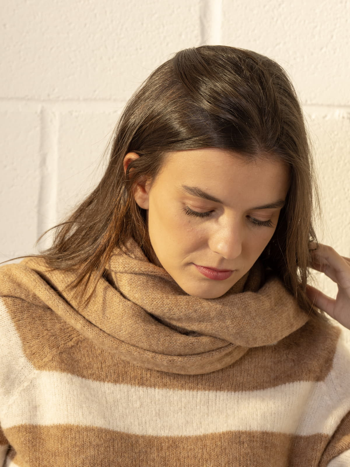 Soft scarf with wool  Camel colour
