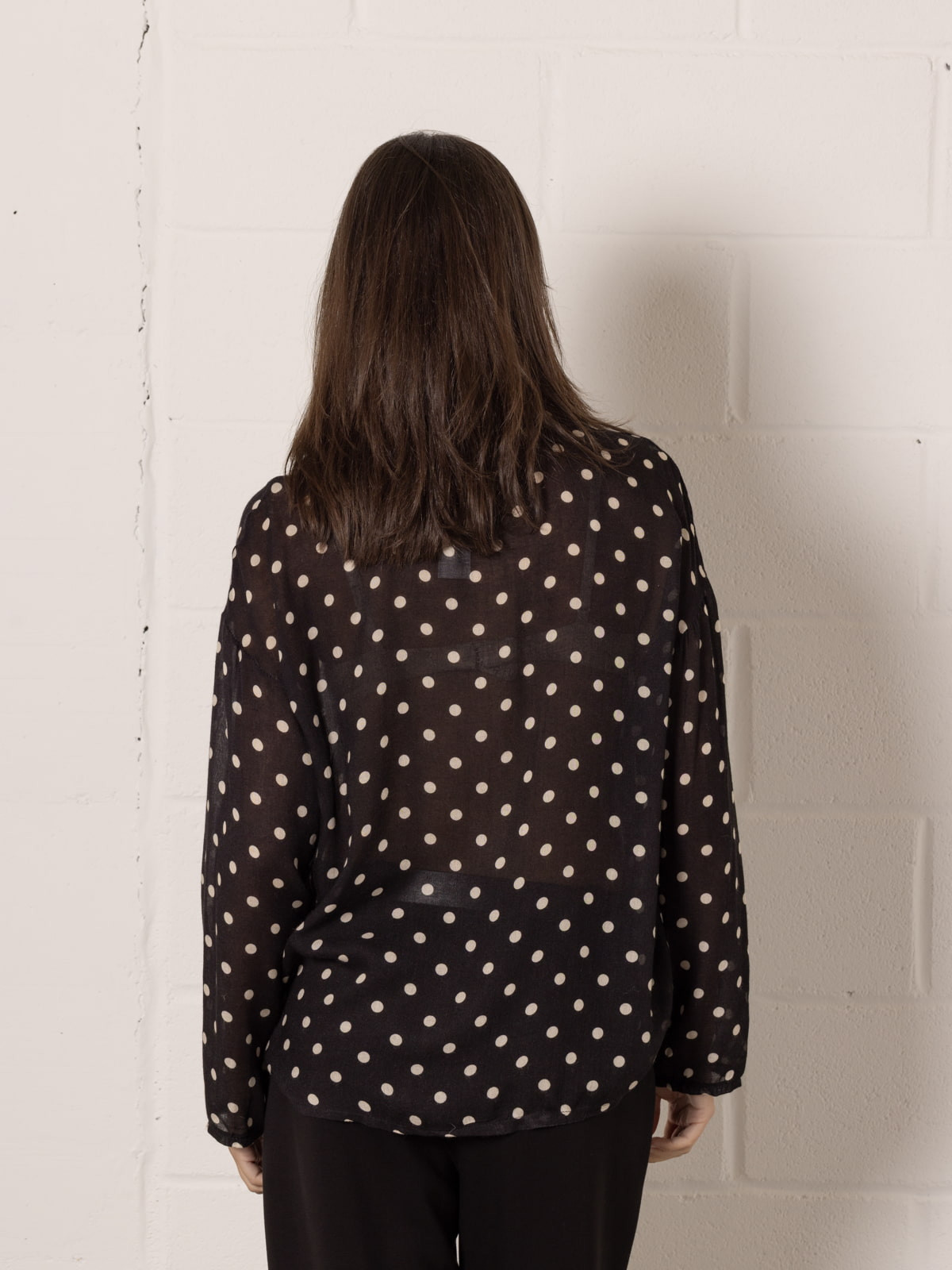 Camisa fluida lana motas color Negro