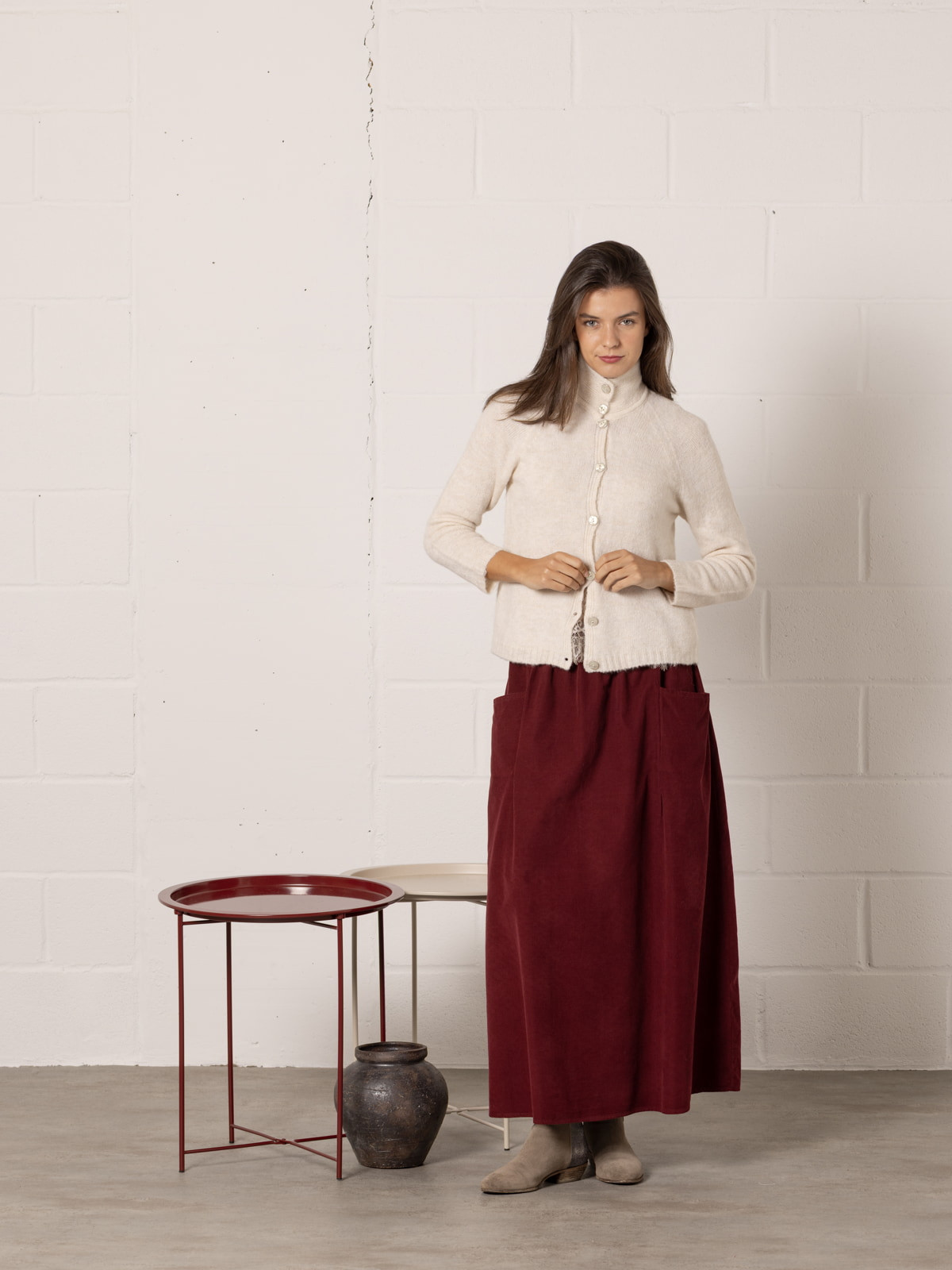 Soft wool knitted jacket Marfil colour