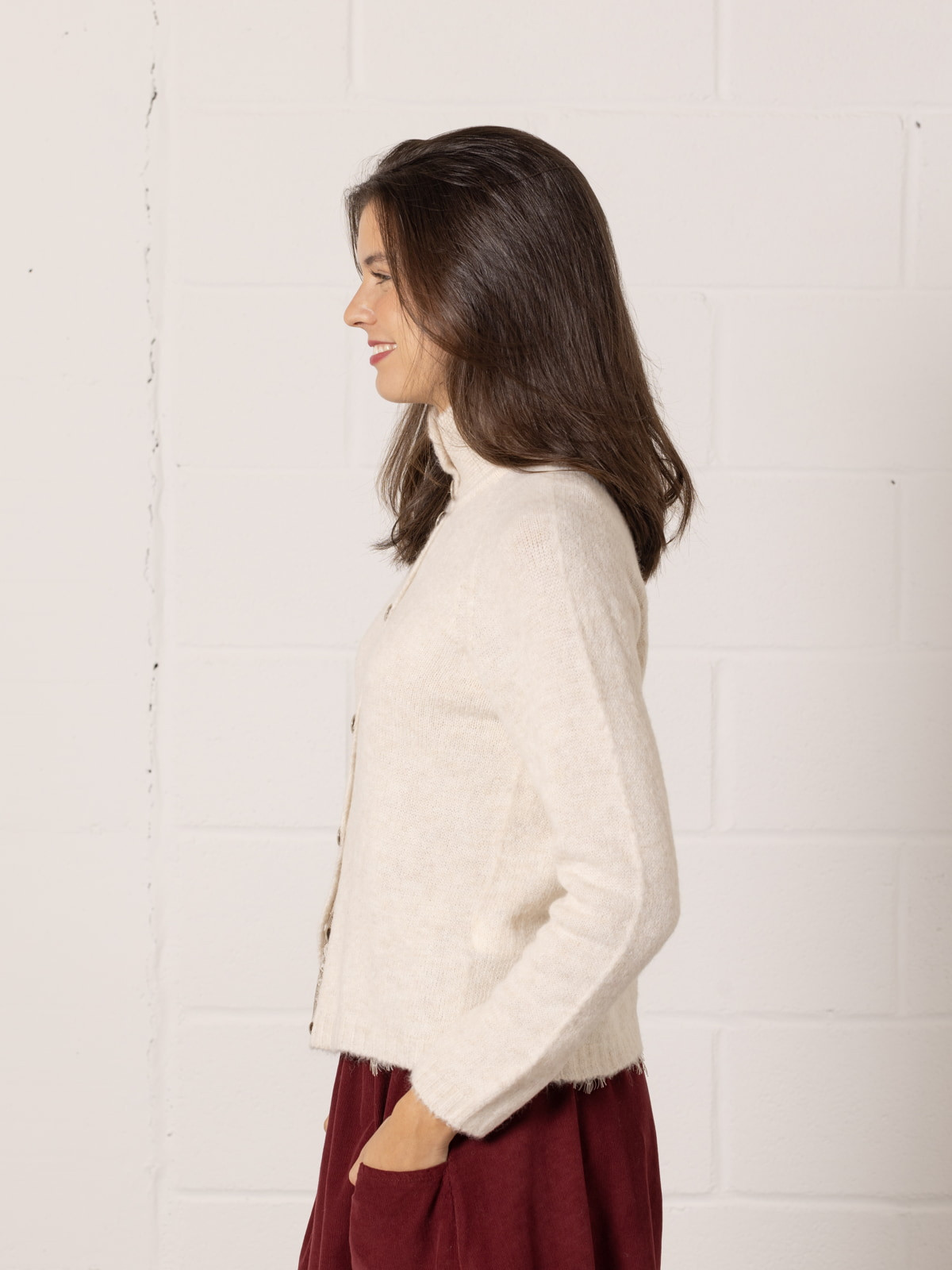 Chaqueta punto lana soft color Marfil