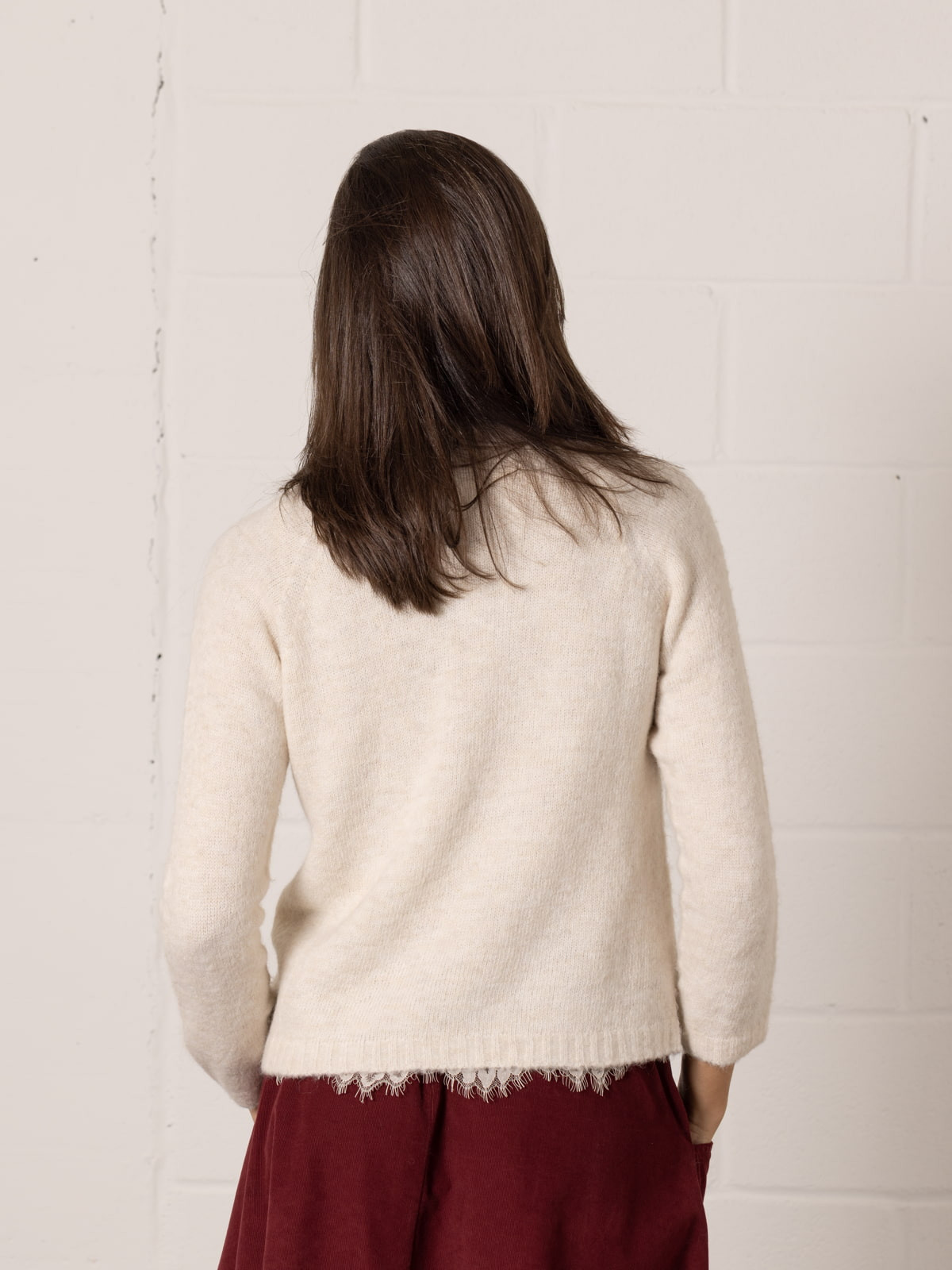 Soft wool knitted jacket Marfil colour