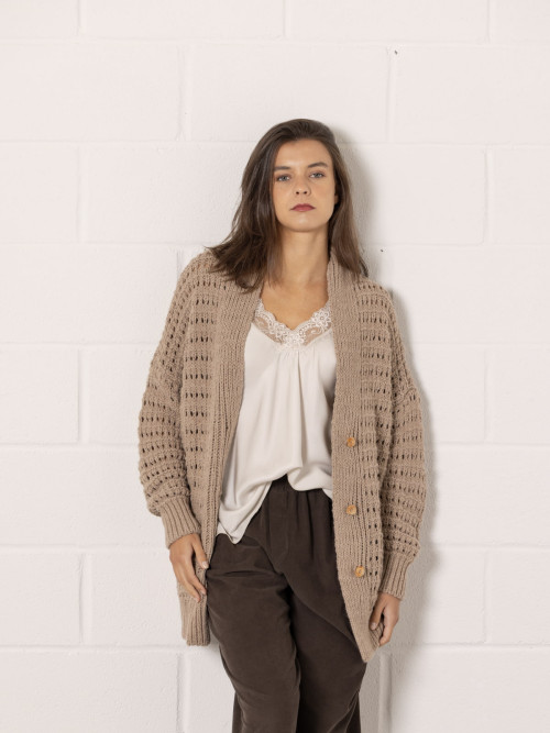 Oversized knitted jacket  Beige Lightcolour
