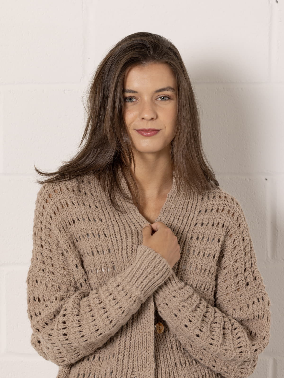 Chaqueta punto oversize color Beige Claro