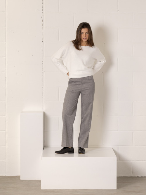 Wide leg herringbone trousers  Grey colour