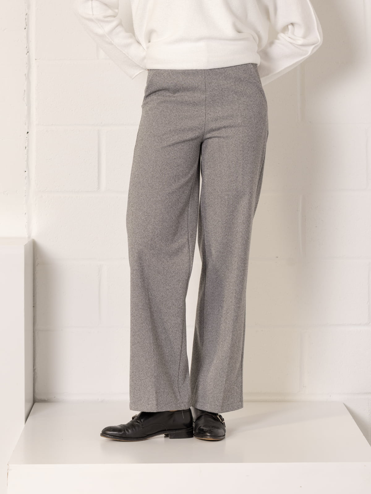 Wide leg herringbone trousers  Grey colour