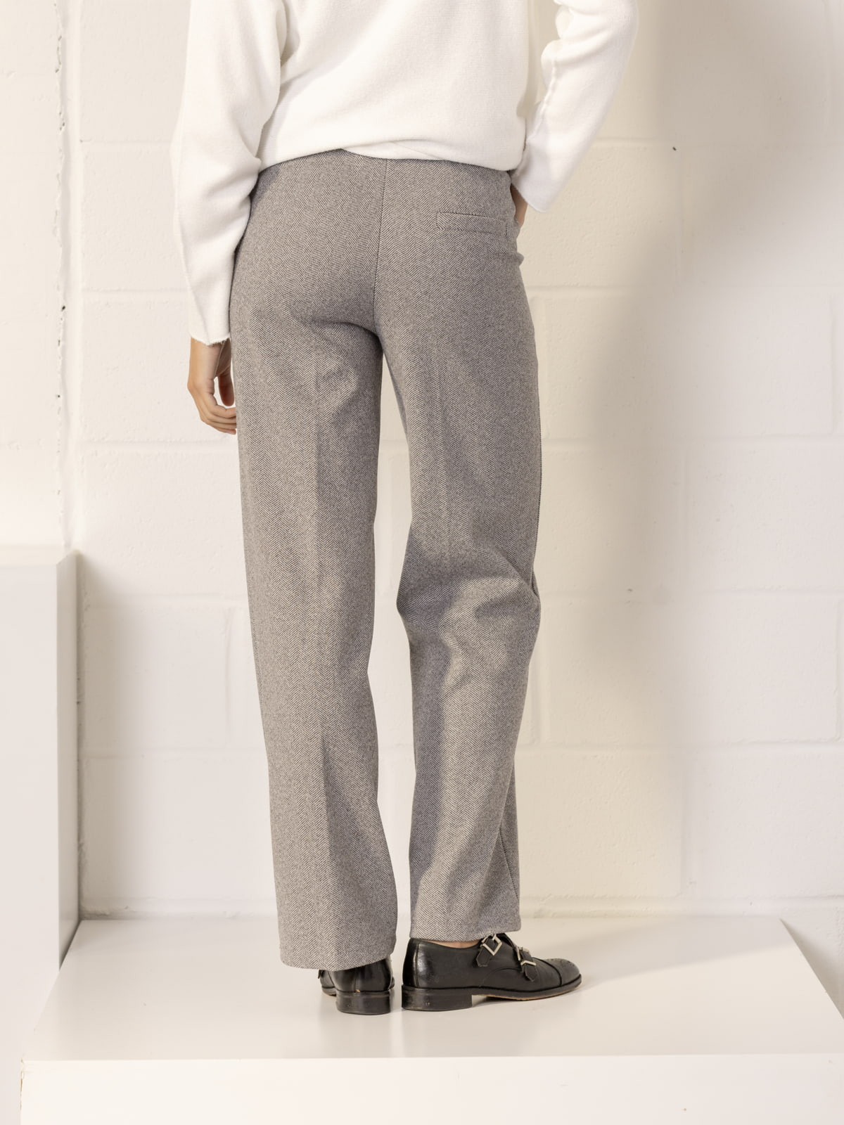 Wide leg herringbone trousers  Grey colour