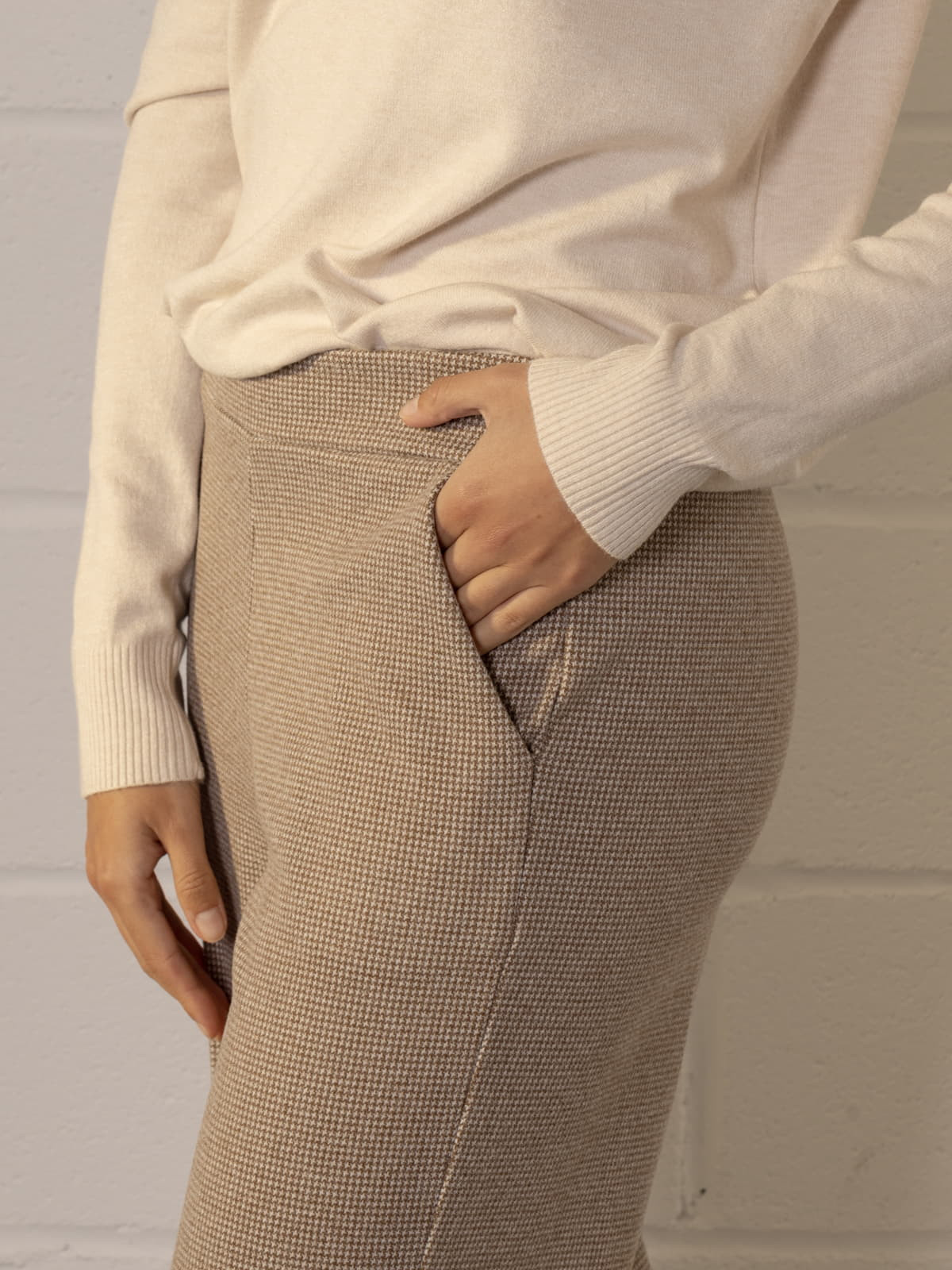 Wide leg plaid pants  Taupe colour