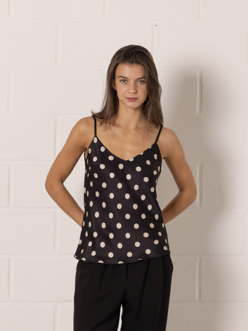 Top tirente motas color Negro