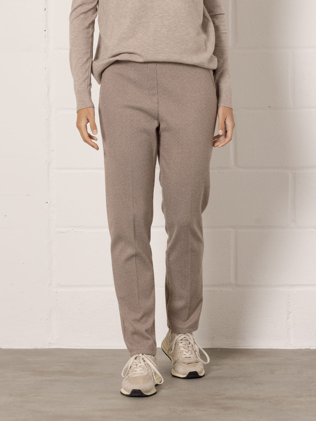 Soft checkered office trousers  Taupe colour