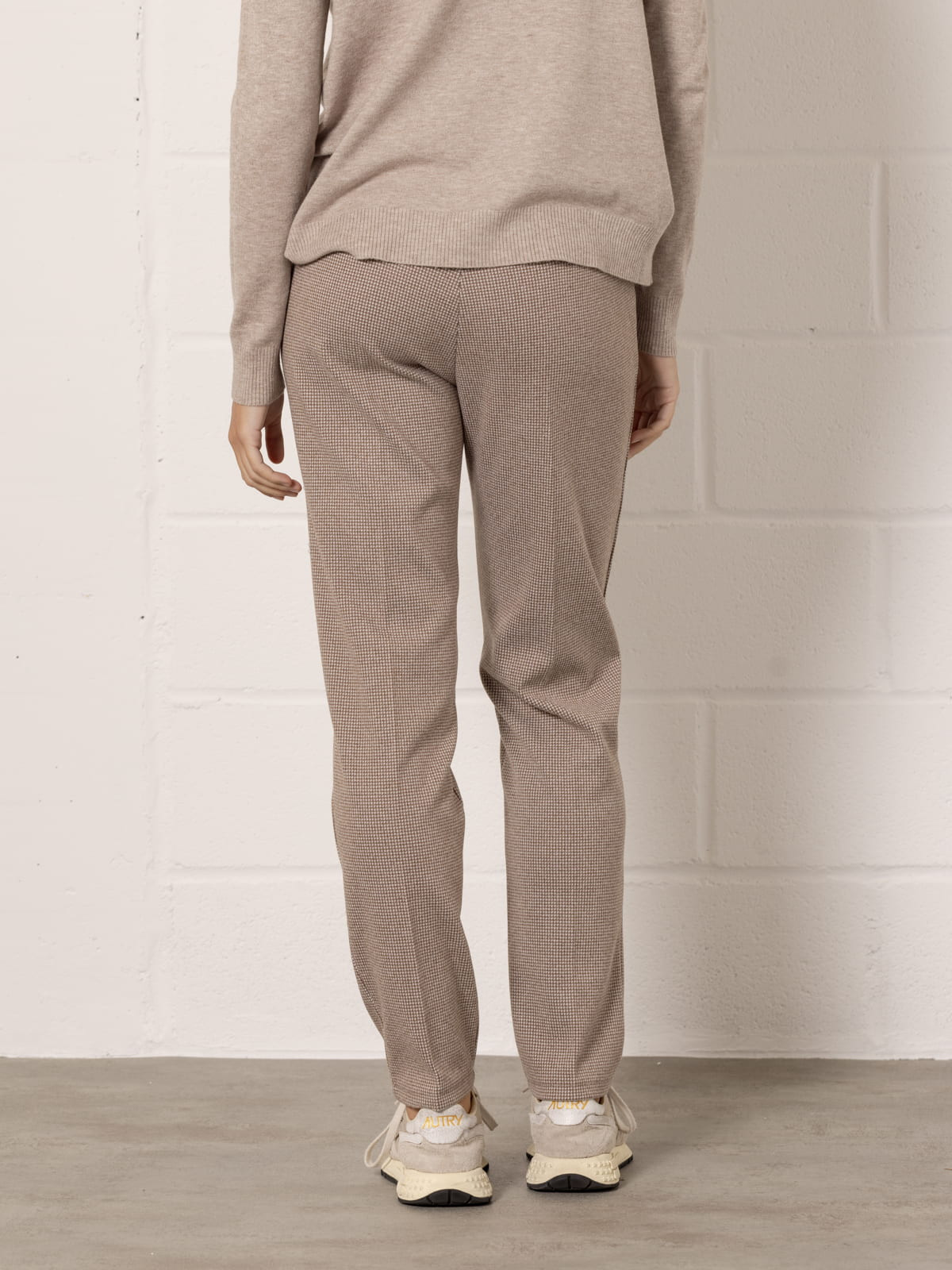 Soft checkered office trousers  Taupe colour