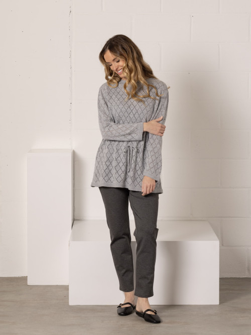 Pantalón confy punto milán color Gris