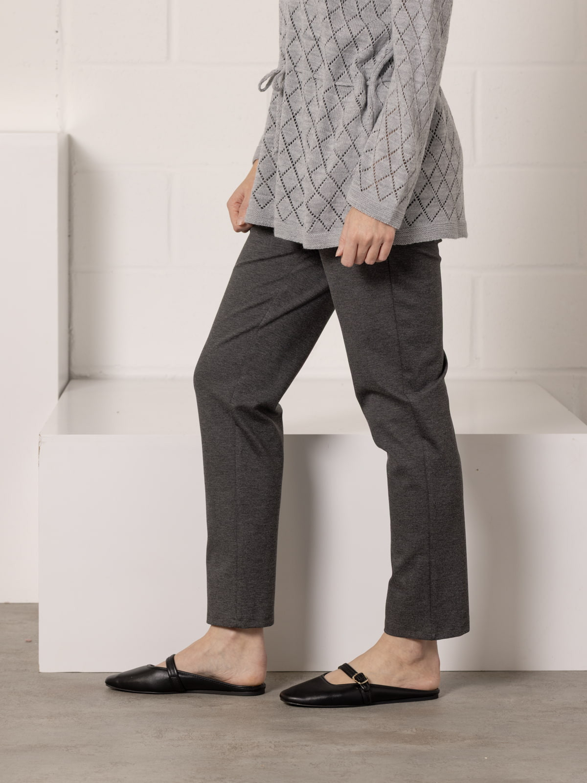 Comfortable Milanese knit trousers  Grey colour