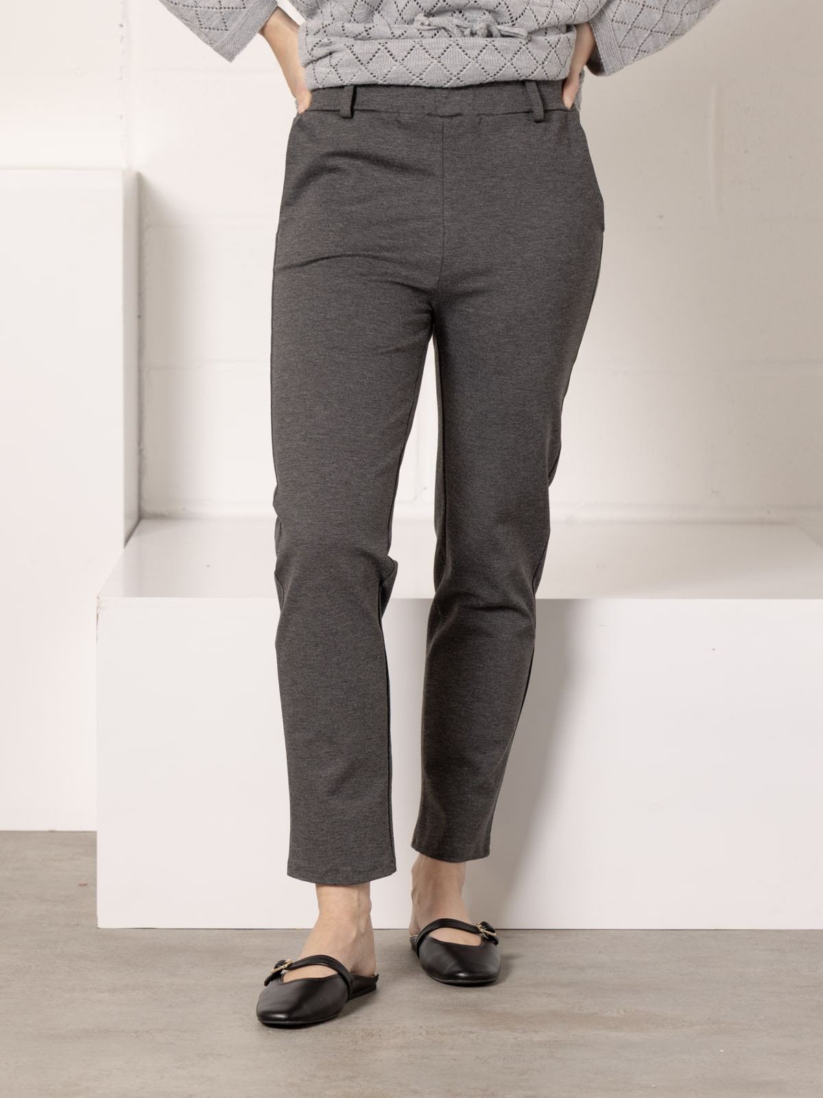 Comfortable Milanese knit trousers  Grey colour