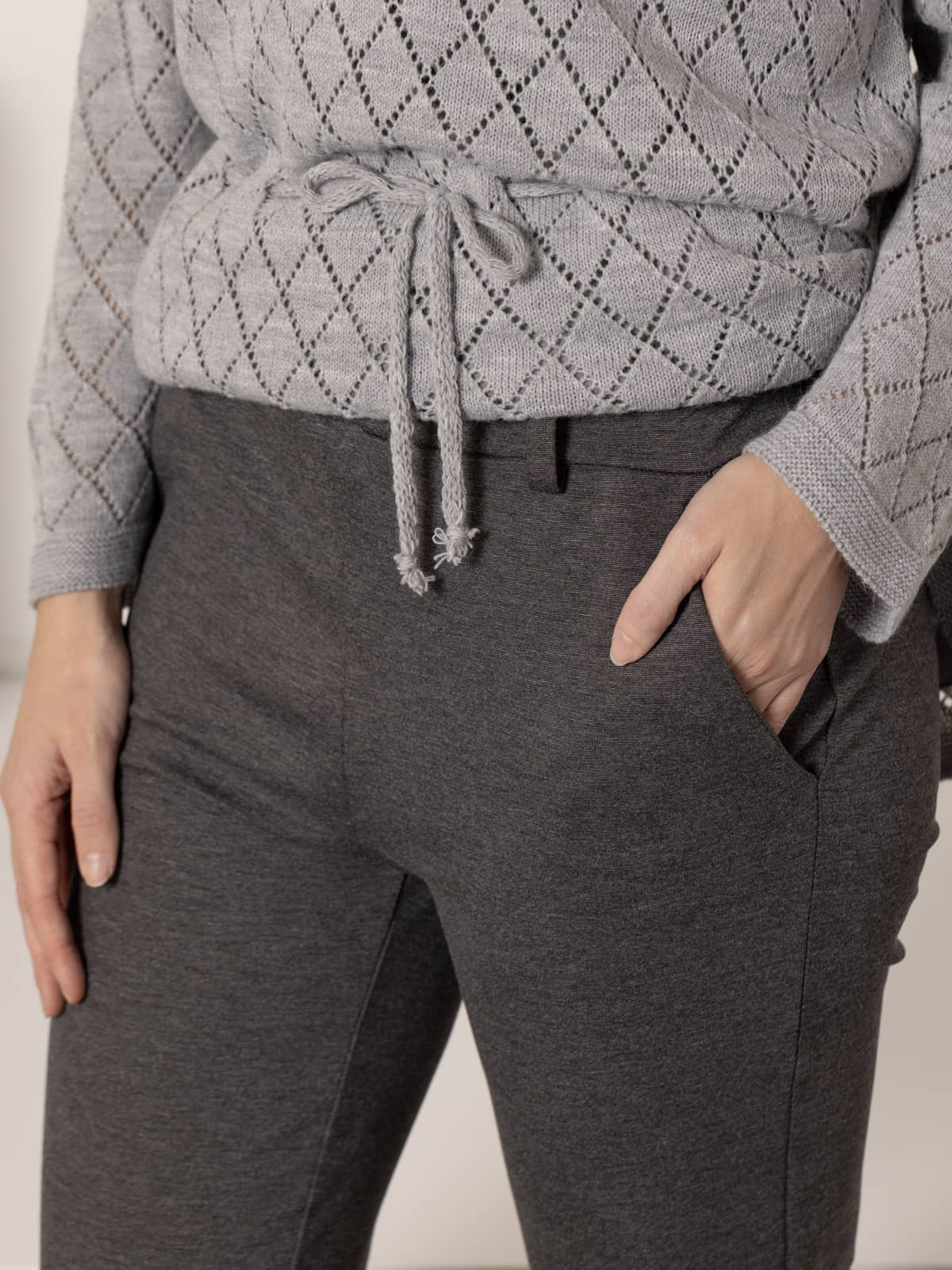 Comfortable Milanese knit trousers  Grey colour