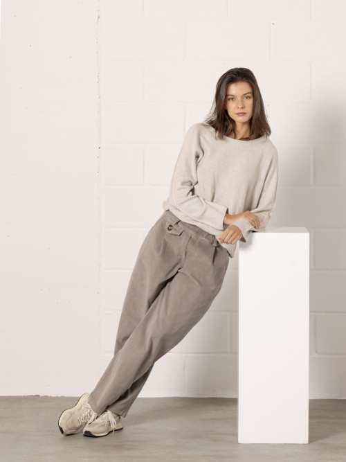 Basic sweater with boat neck  Beige colour