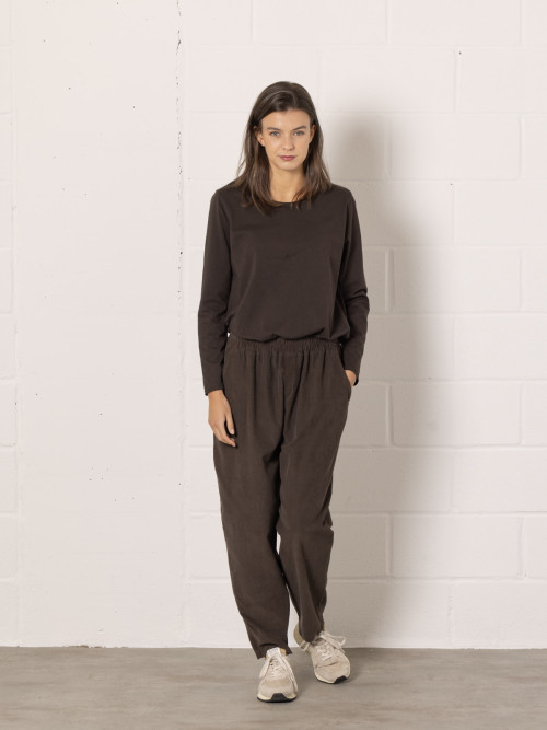Micro-corduroy trousers without elastic  Marrón  colour