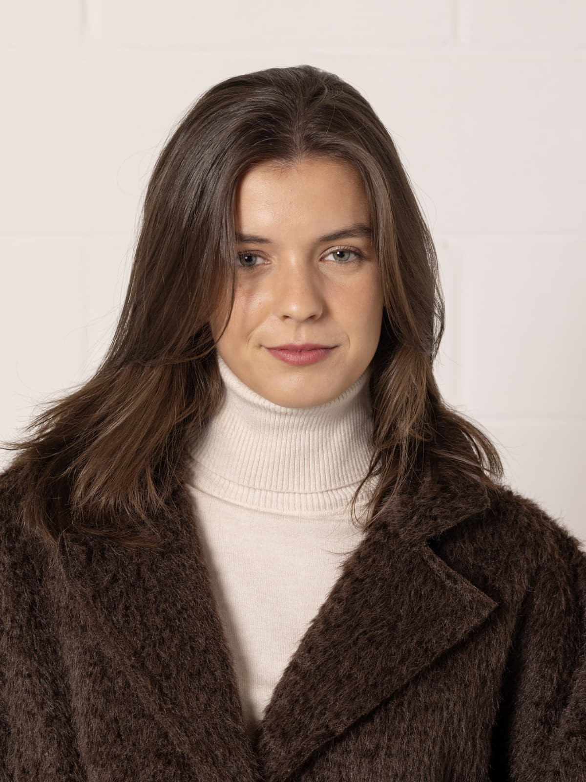 Soft mohair-like fur jacket  Marrón  colour