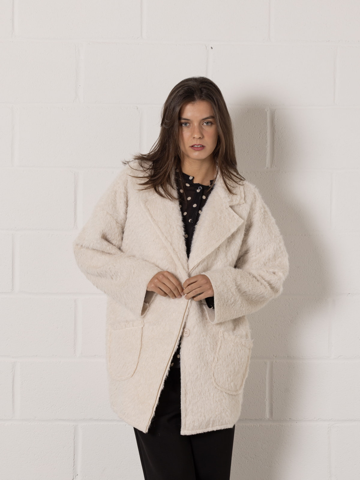 Chaquetón soft pelo mohair like color Marfil
