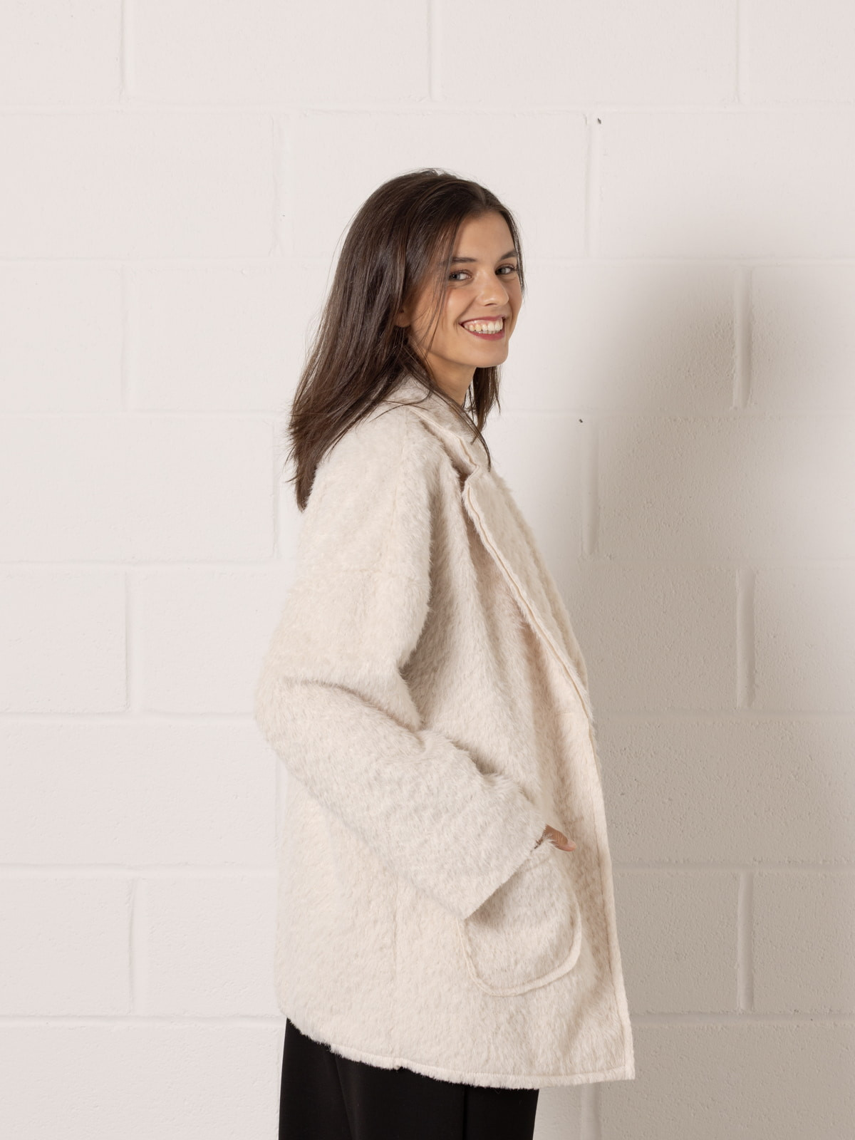 Chaquetón soft pelo mohair like color Marfil