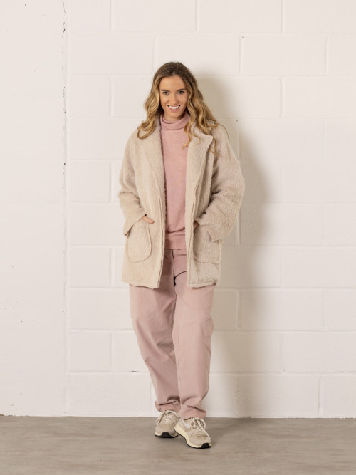 Soft mohair-like fur jacket  Beige colour