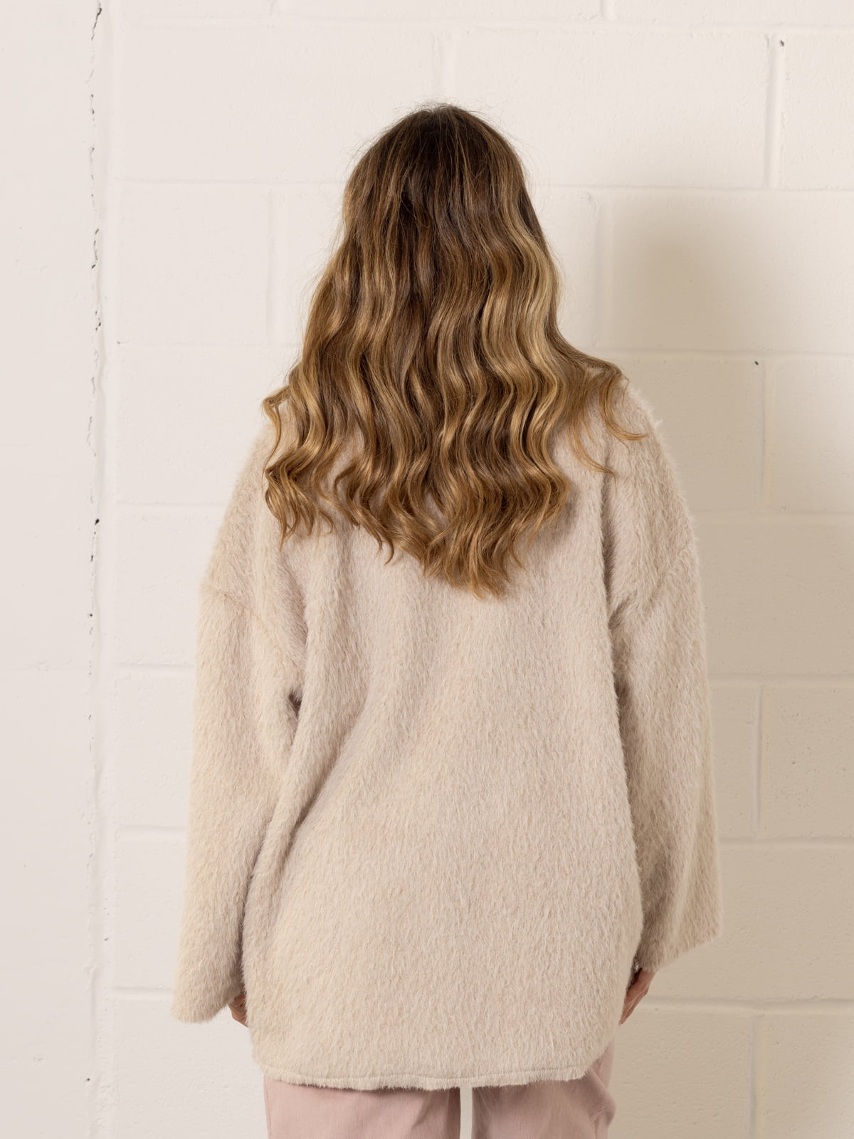 Soft mohair-like fur jacket  Beige colour