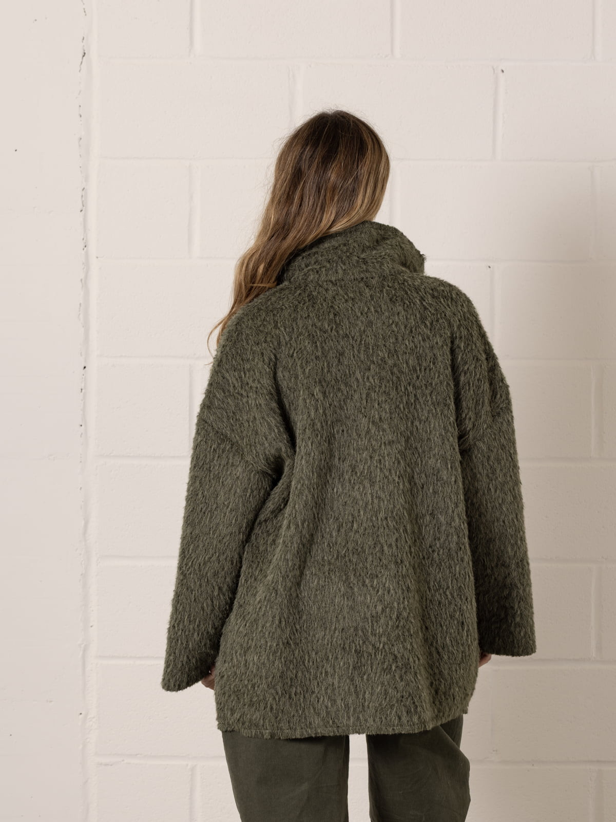 Chaquetón soft pelo mohair like color Caqui