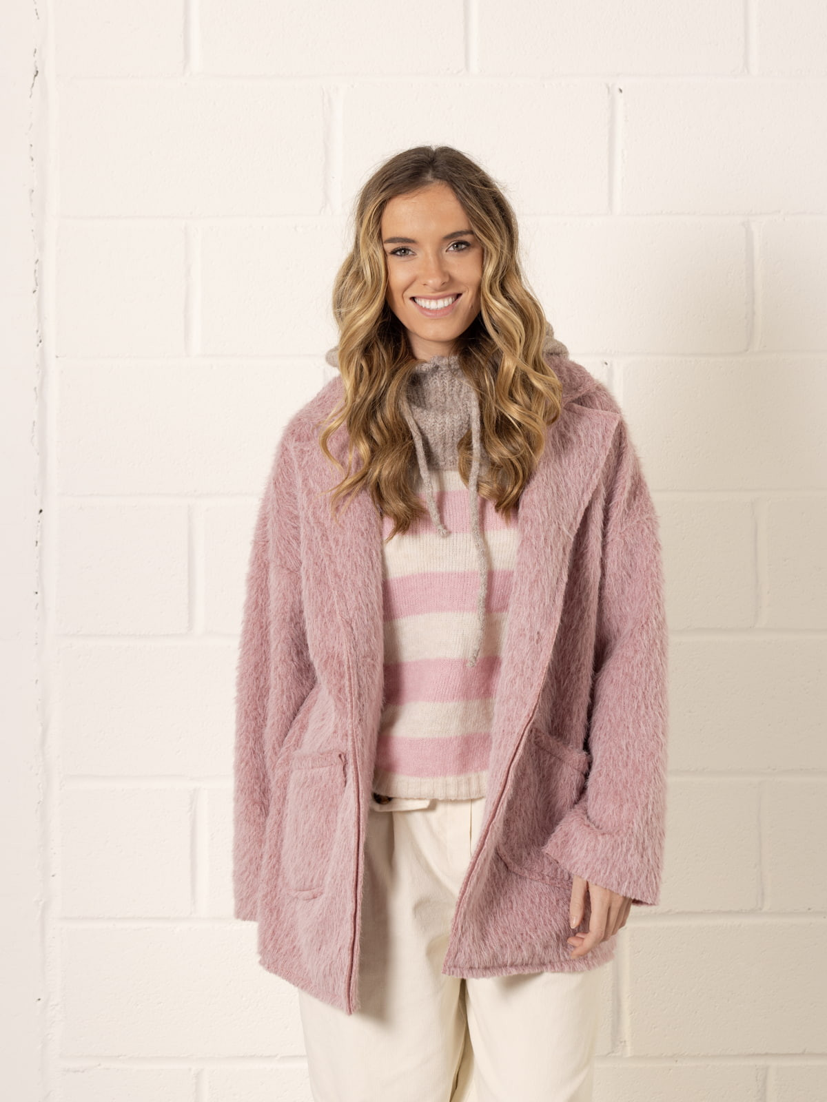 Soft mohair-like fur jacket  Pink claro colour